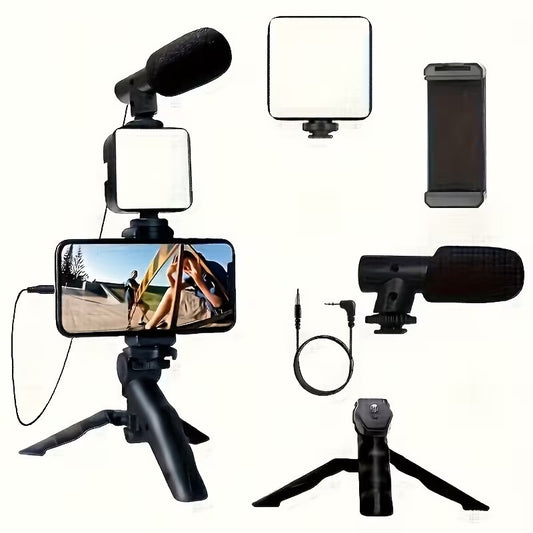 Estabilizador de cámaras para Smart Phone, con luz LED y micrófono profesional