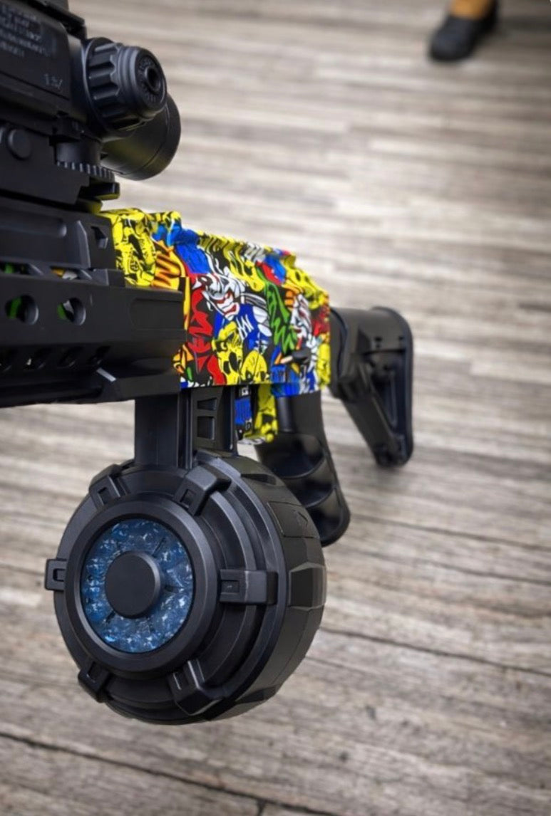 RIFLE HIDROGEL TÁCTICO CON TAMBOR Y ACCESORIOS COMPLETOS