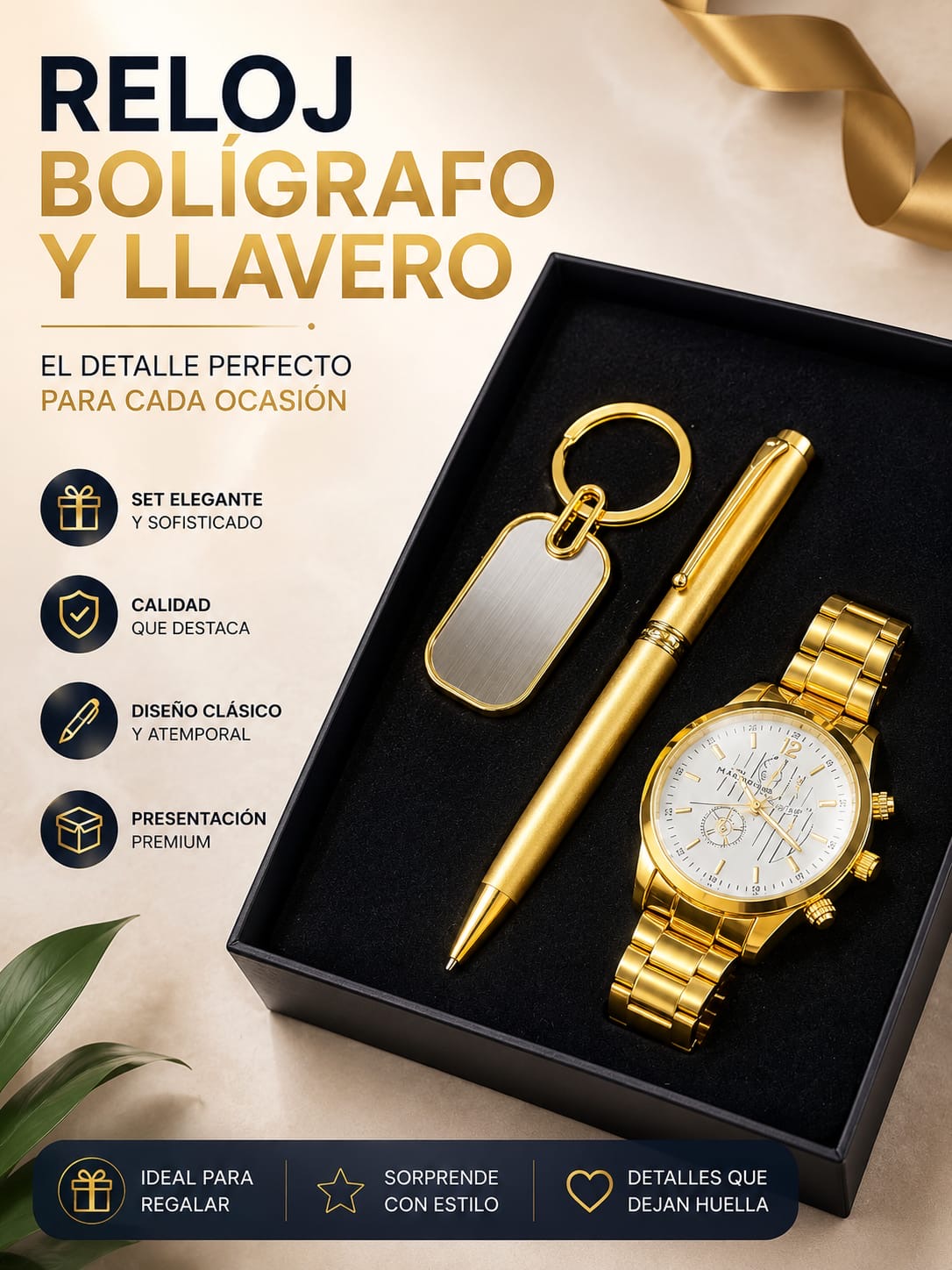 Set Ejecutivo Premium: Reloj, Bolígrafo y Llavero