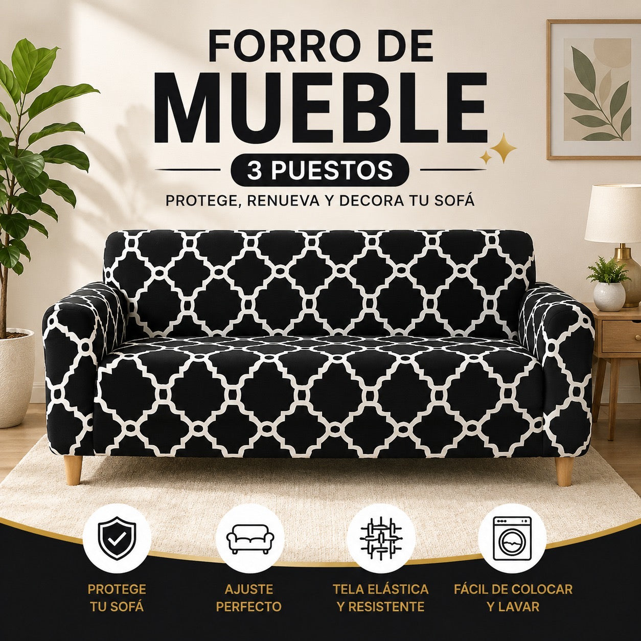FORRO DE MUEBLE 3 PUESTOS