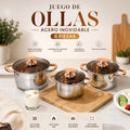 Juego de Ollas Acero Inoxidable 6 Piezas
