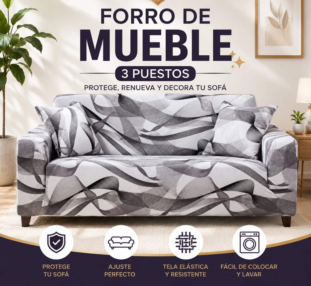 FORRO DE MUEBLE 3 PUESTOS