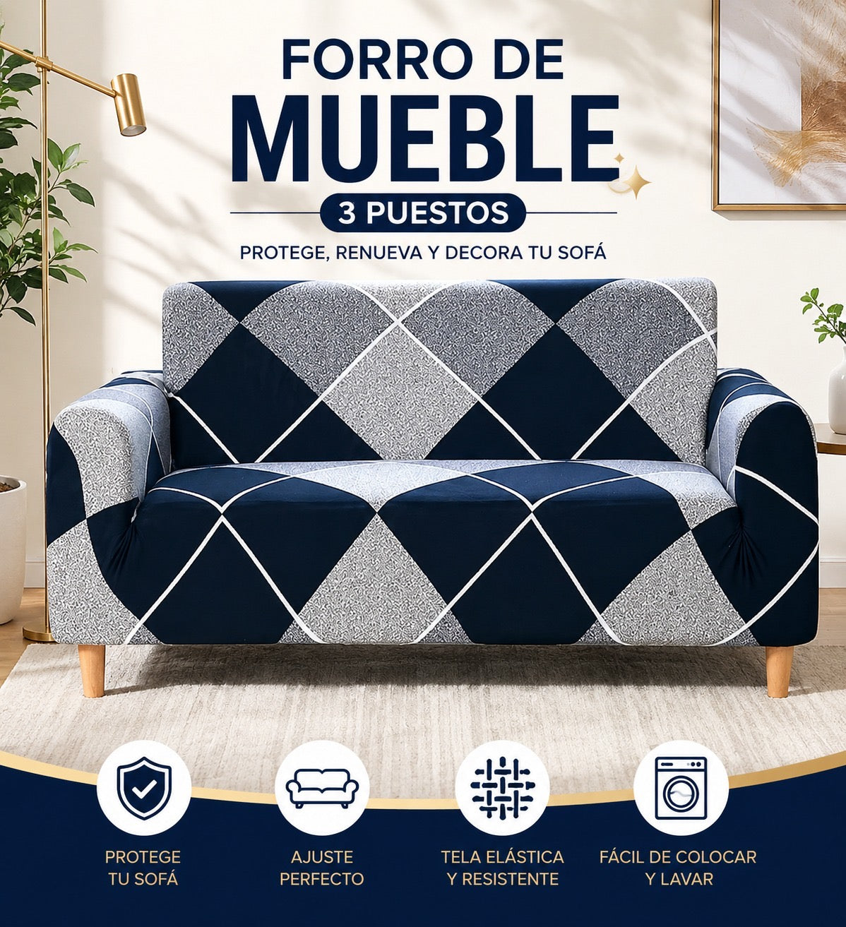 FORRO DE MUEBLE 3 PUESTOS